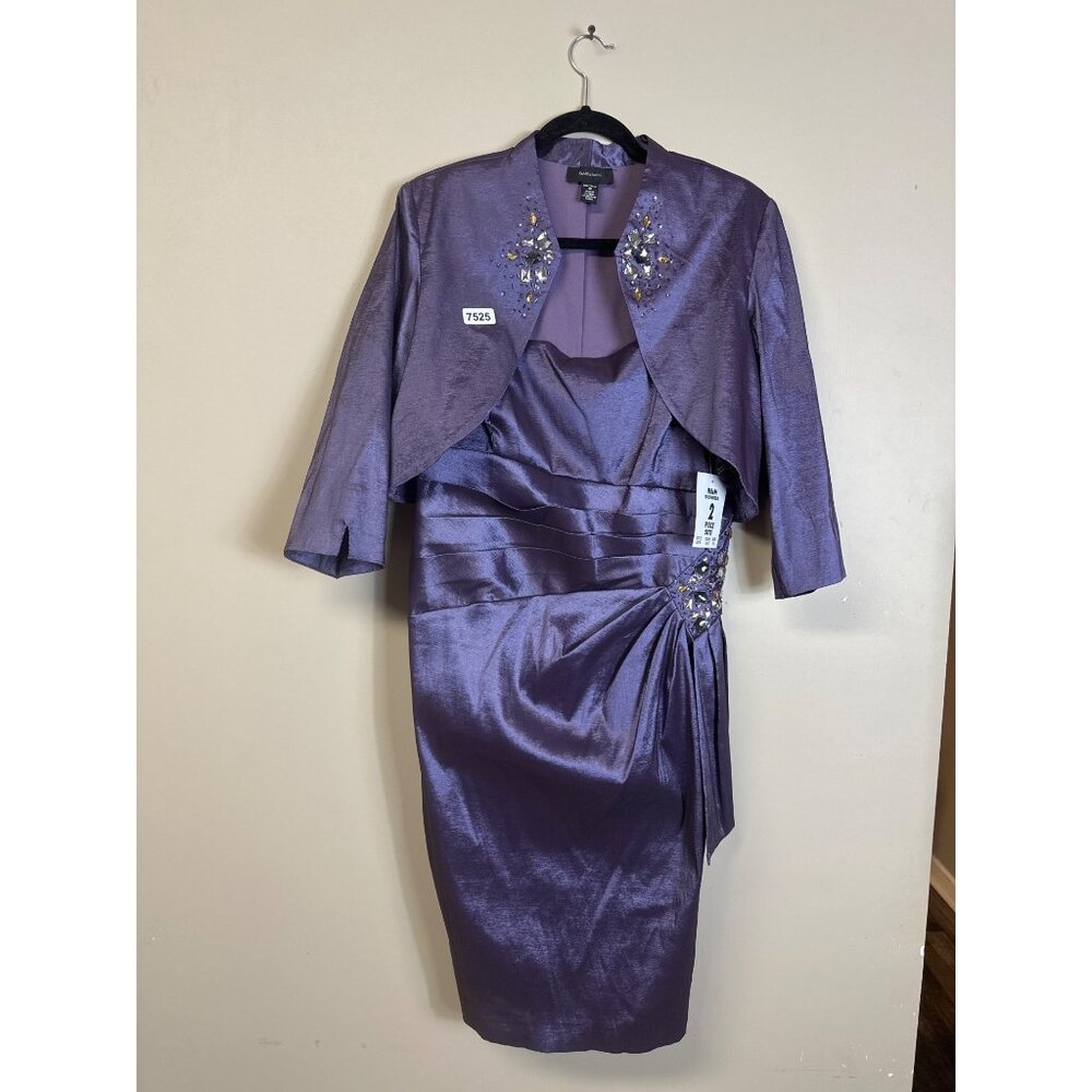 formal satin dress lilac bolero jacket mother of bride sweet heart neck line pl